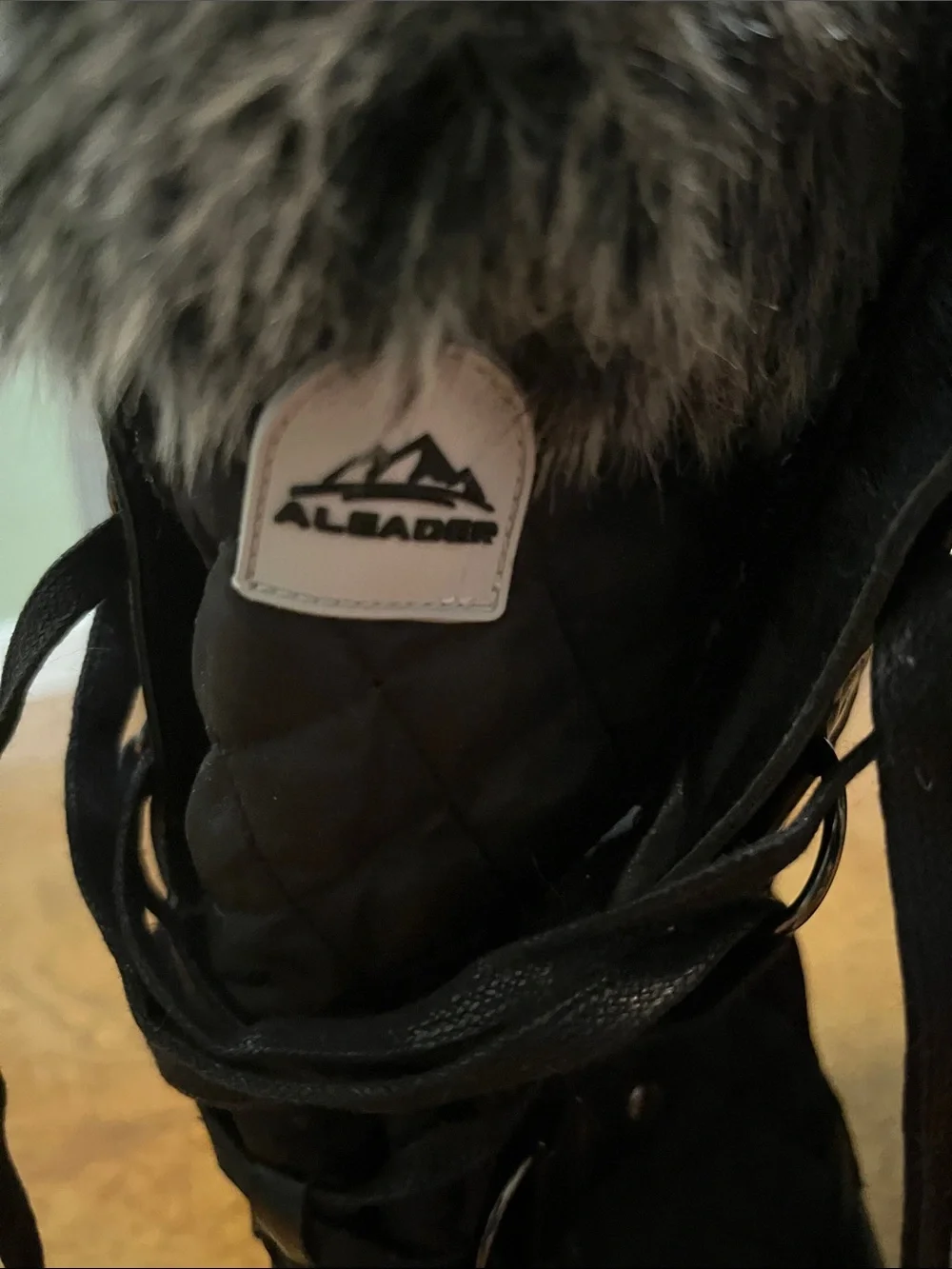 Women's Black Winter Fur-Trim Snow Boots Aleader NEW size US8.0